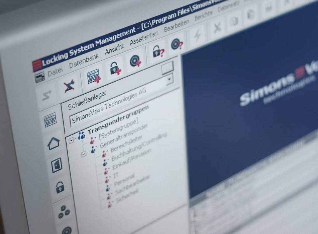   Bildschirm mit Locking Management System von Simons Voss
