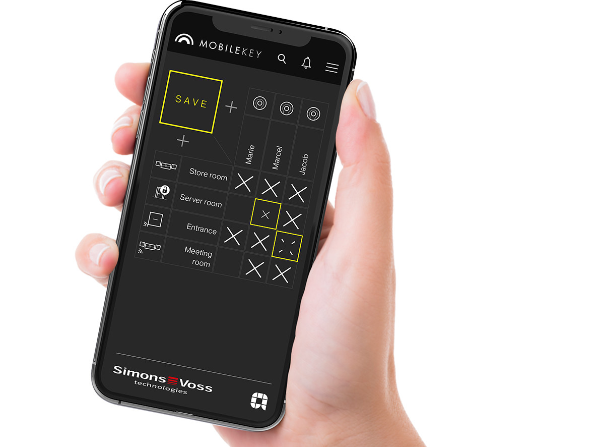 Smartphone-Bildschirm mit MobileKey-App