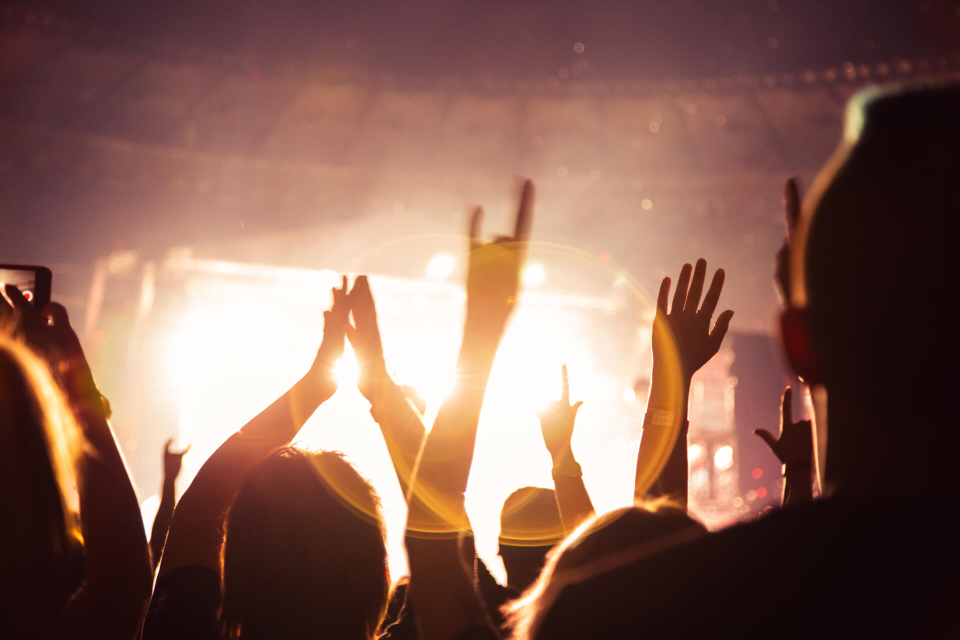 Konzertbesucher im Gegenlicht